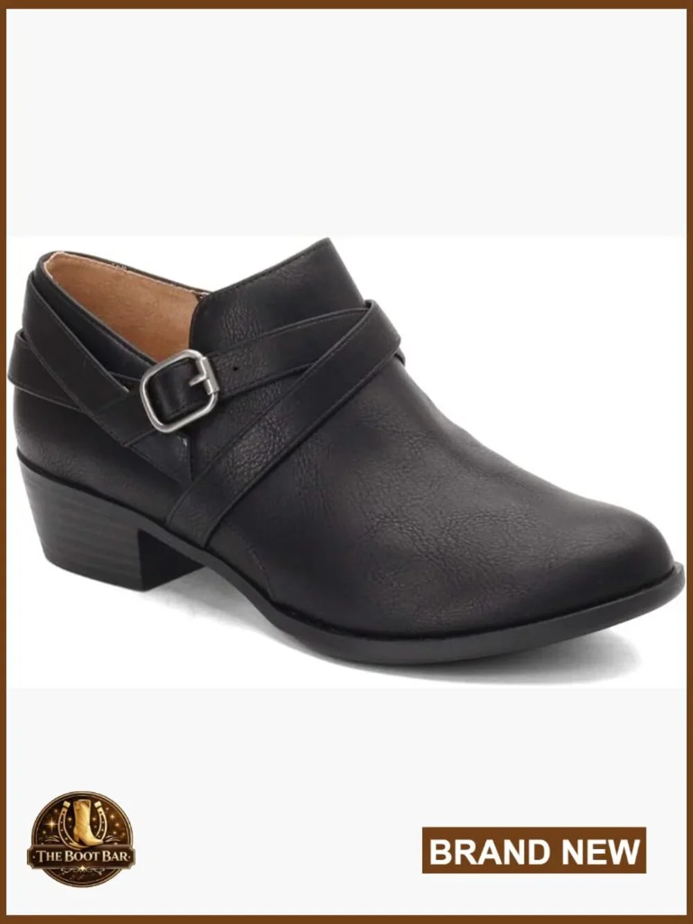 Black Ankle Booties with Block Heel, Faux Leather, Zip Closure, Work Shoes